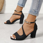 Michelle - Women’s Block Heel Sandals with Ankle Strap