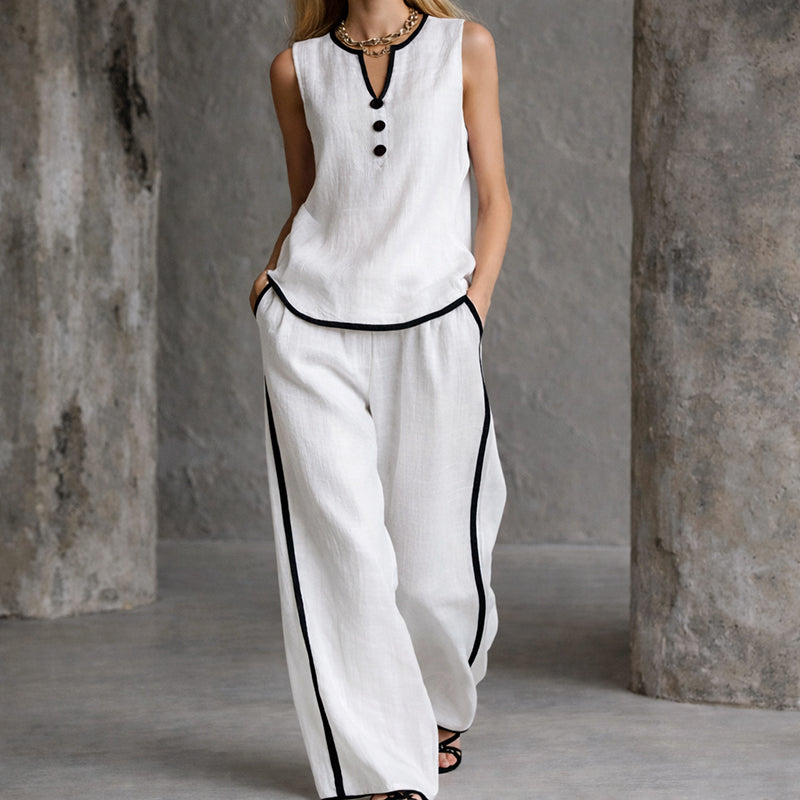 Michelle - Women's Sleeveless Top and Wide-Leg Pants Set