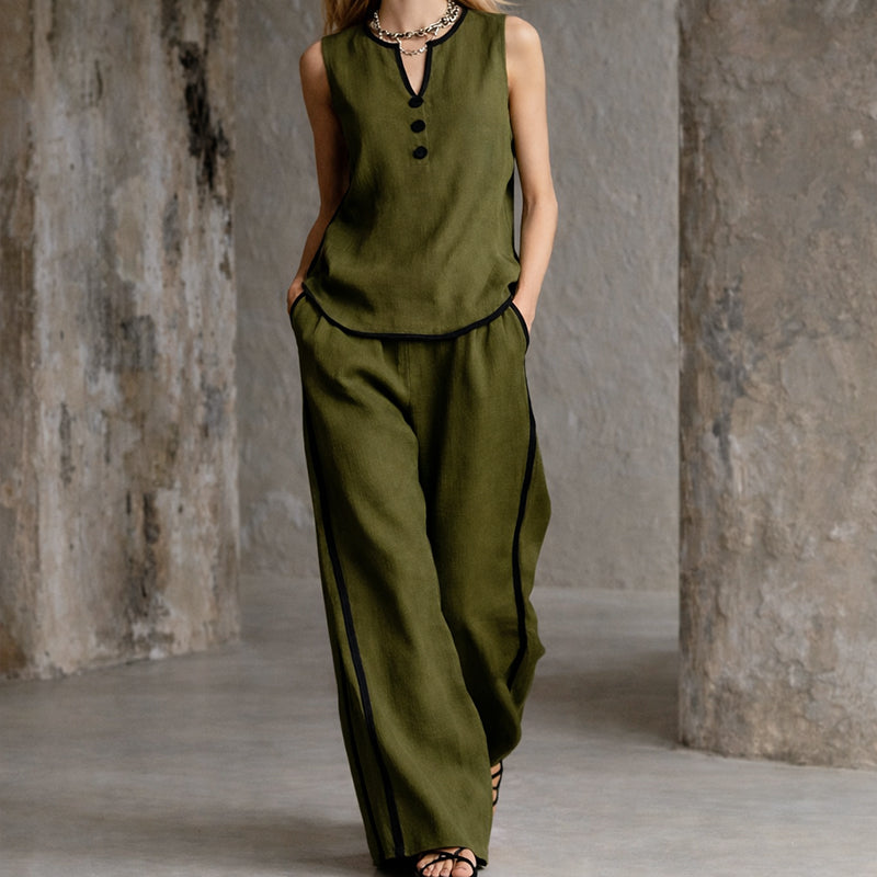 Michelle - Women's Sleeveless Top and Wide-Leg Pants Set