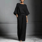 Monica - Women's Batwing Sleeve Top and Wide-Leg Pants Set