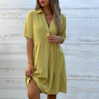 Natalie - Women's Short Sleeve Tiered Mini Dress