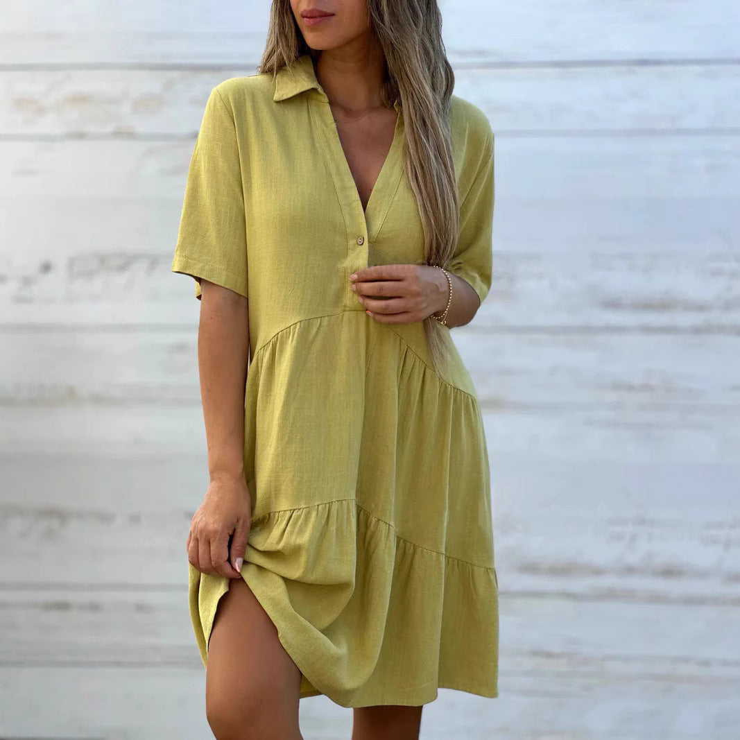 Natalie - Women's Short Sleeve Tiered Mini Dress