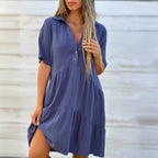 Natalie - Women's Short Sleeve Tiered Mini Dress
