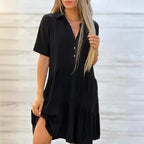 Natalie - Women's Short Sleeve Tiered Mini Dress