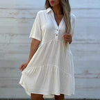 Natalie - Women's Short Sleeve Tiered Mini Dress