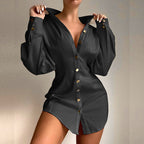 Nicole - Women’s Button Down Long Sleeve Shirt Dress