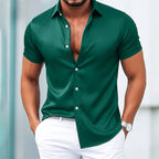 Noah - Men’s Slim Fit Satin Short Sleeve Shirt