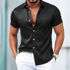 Noah - Men’s Slim Fit Satin Short Sleeve Shirt