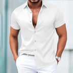 Noah - Men’s Slim Fit Satin Short Sleeve Shirt