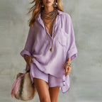 Nora - Women's Loose Fit Outfit with Shirt and Shorts