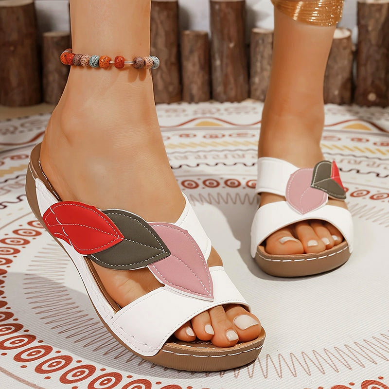 Olivia - Women’s Open Toe Flat Slide Sandals