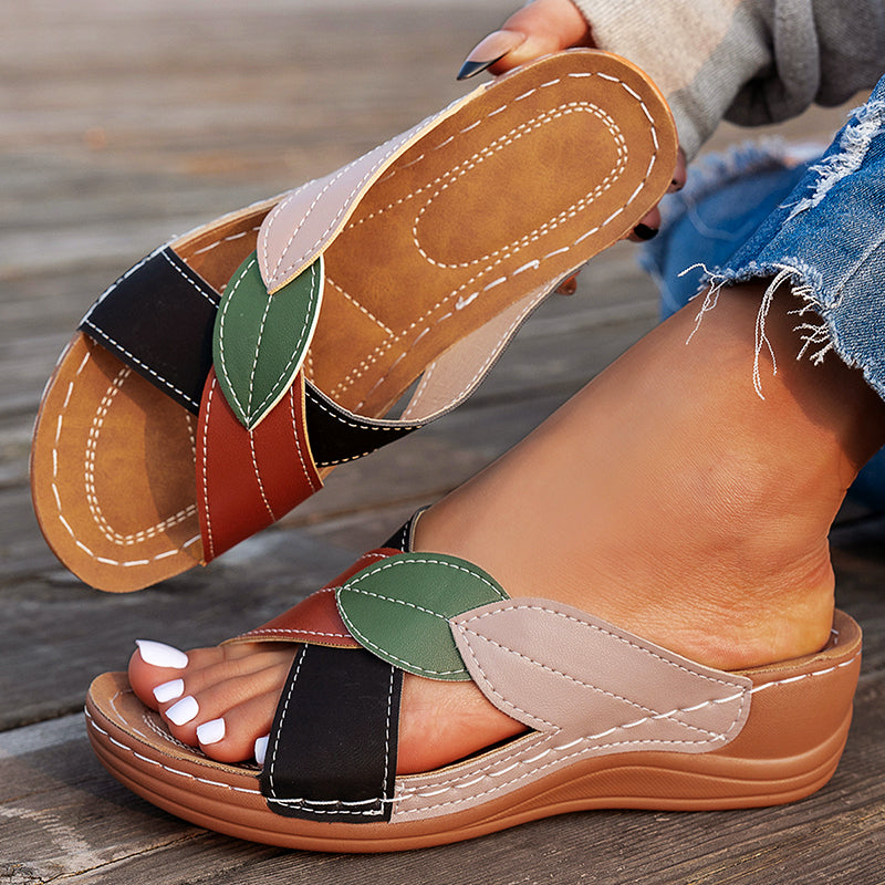 Olivia - Women’s Open Toe Flat Slide Sandals