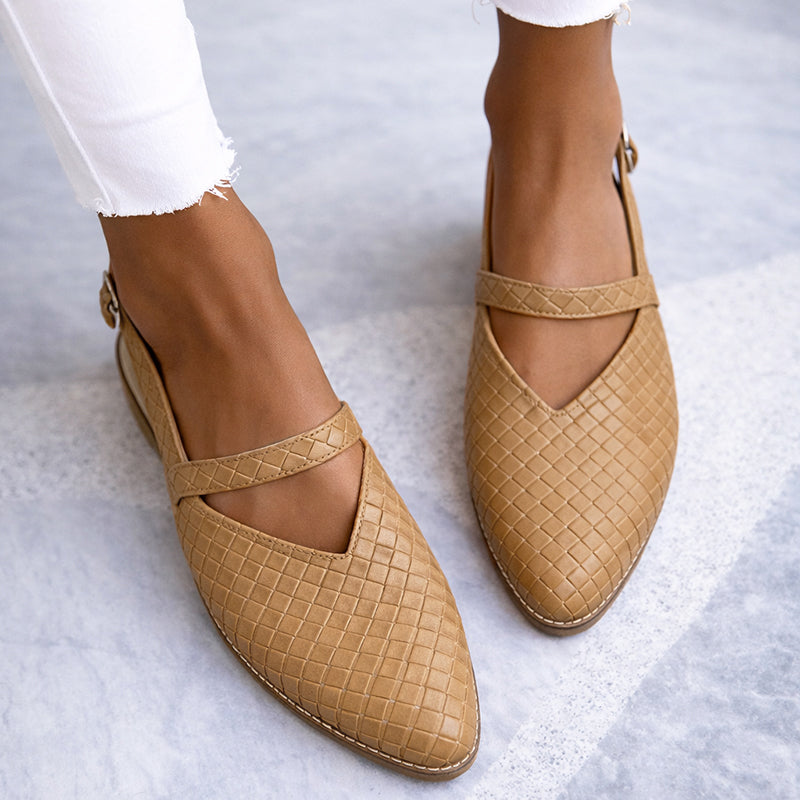 Olivia - Women's Woven Pattern Slingback Flats