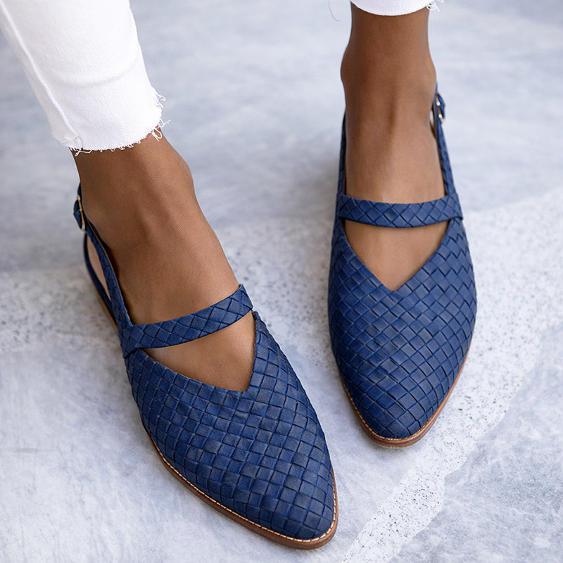 Olivia - Women's Woven Pattern Slingback Flats