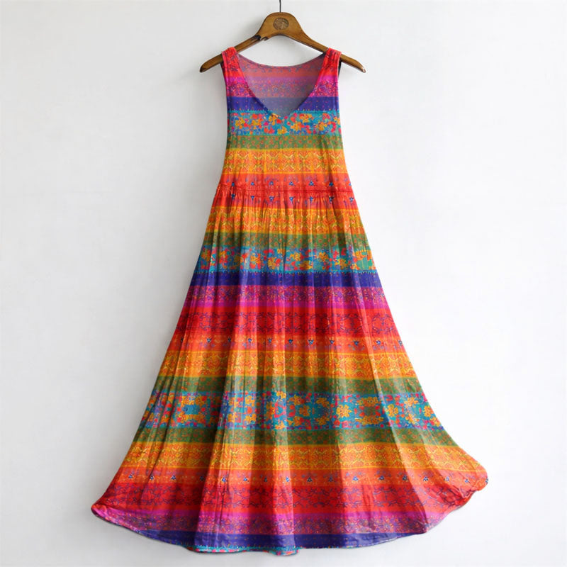 Paige - Women’s Boho Pattern Sleeveless Maxi Dress