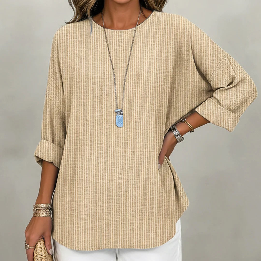 Paige - Women's Striped Tunic with Round Neck