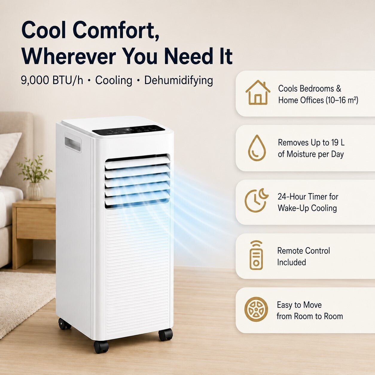 Portable Air Conditioner – Quiet AC Unit with Remote & Window Kit