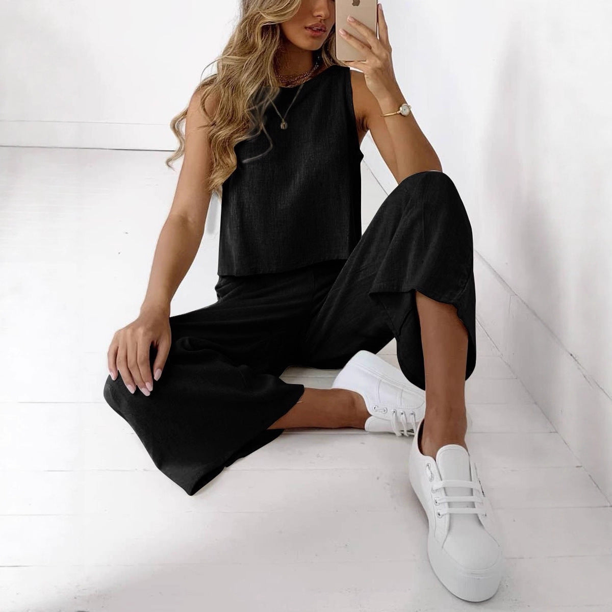 Rachel - Women's Sleeveless Top and Wide Leg Pants Set