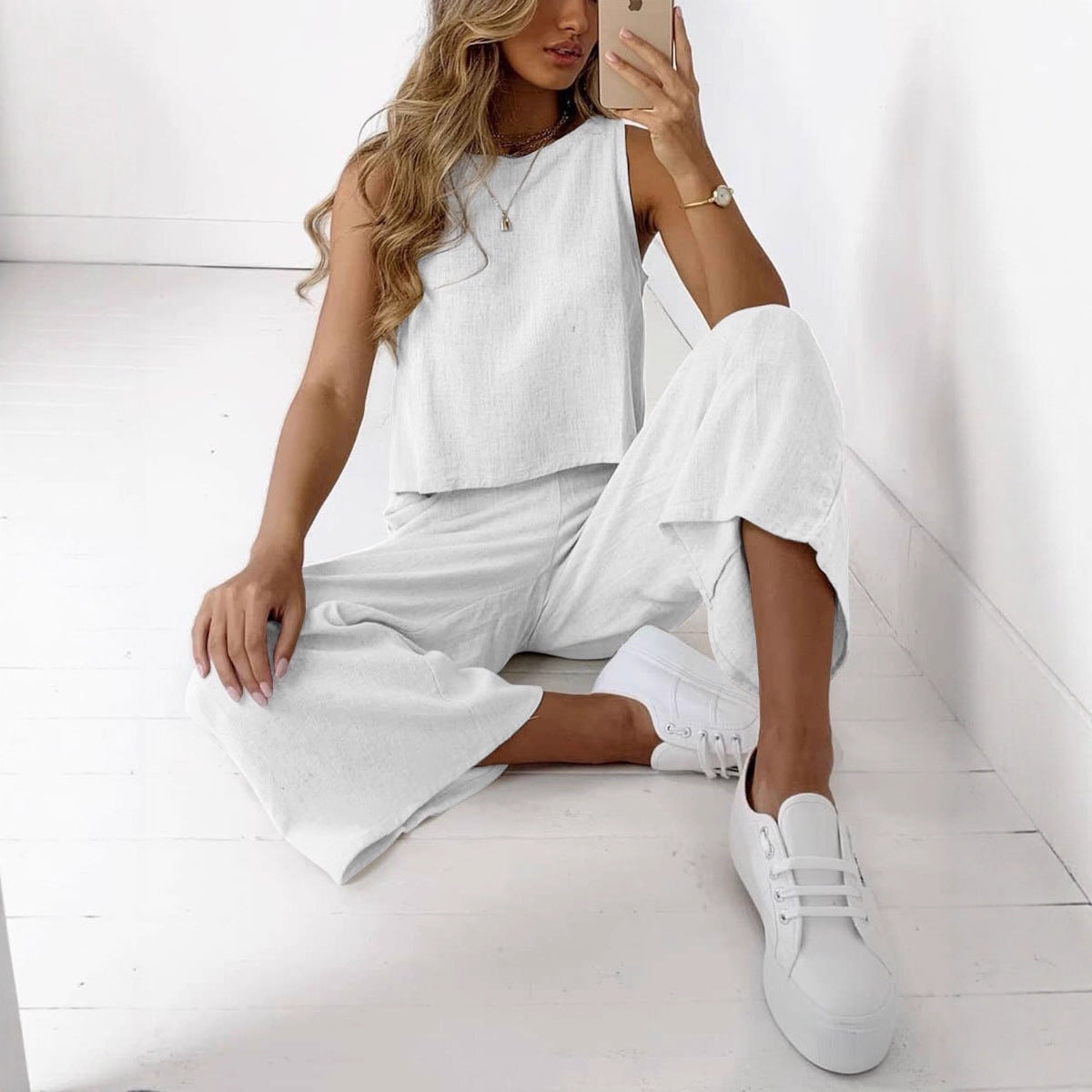 Rachel - Women's Sleeveless Top and Wide Leg Pants Set