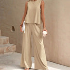 Rachel - Women's Sleeveless Top and Wide Leg Pants Set
