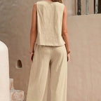 Rachel - Women's Sleeveless Top and Wide Leg Pants Set