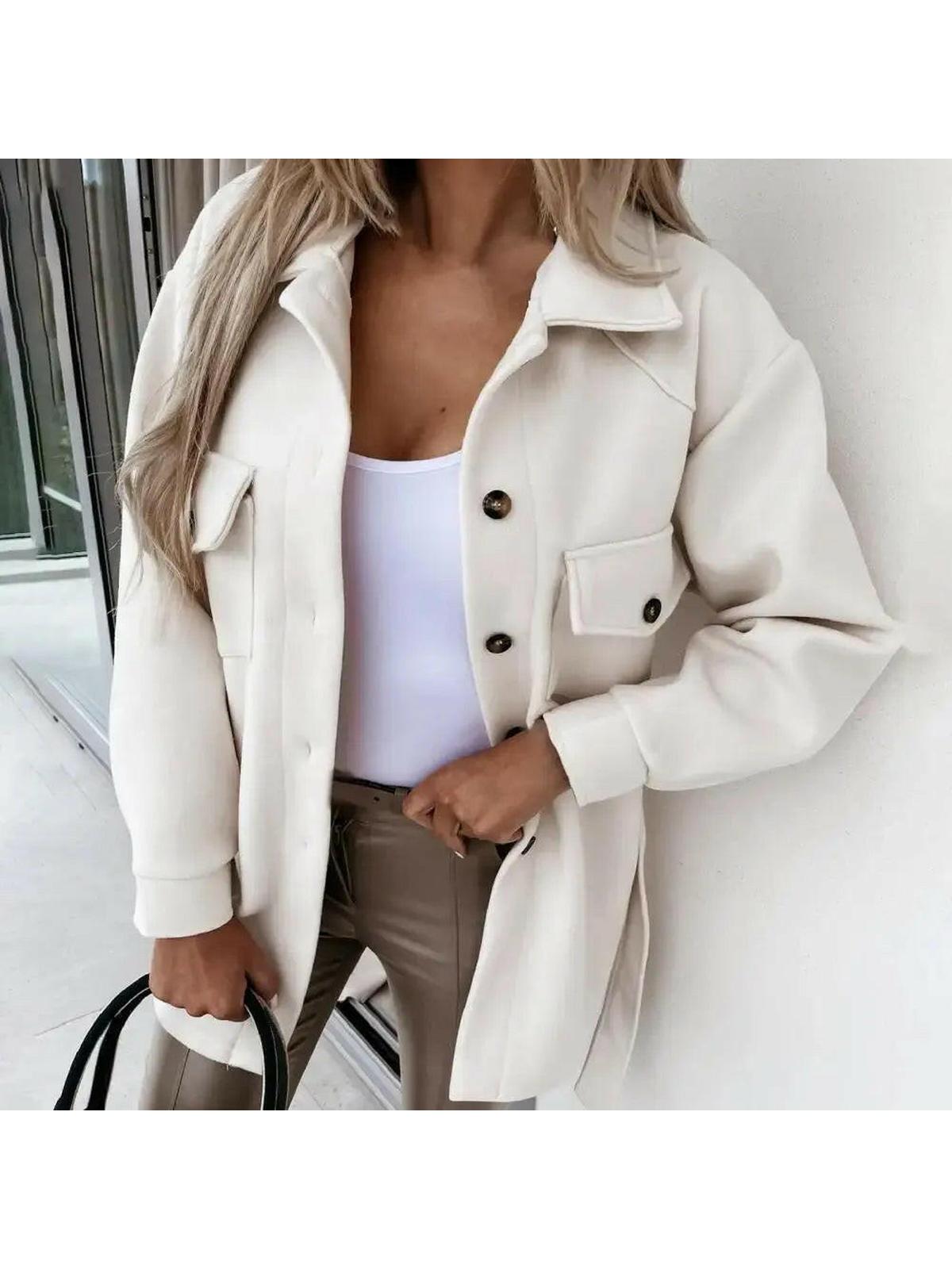 Roselle - Women's Oversized Blazer Jacket with Notch Lapels and Chest Pockets
