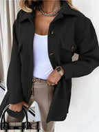 Roselle - Women's Oversized Blazer Jacket with Notch Lapels and Chest Pockets