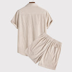 Ryan - Men’s Textured Button Shirt Shorts Set