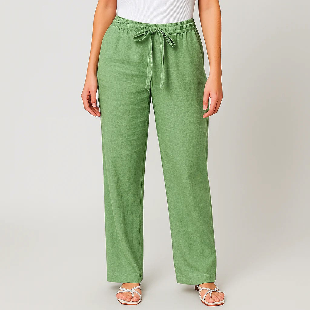 Samantha - Women's Wide Leg Pants with Drawstring
