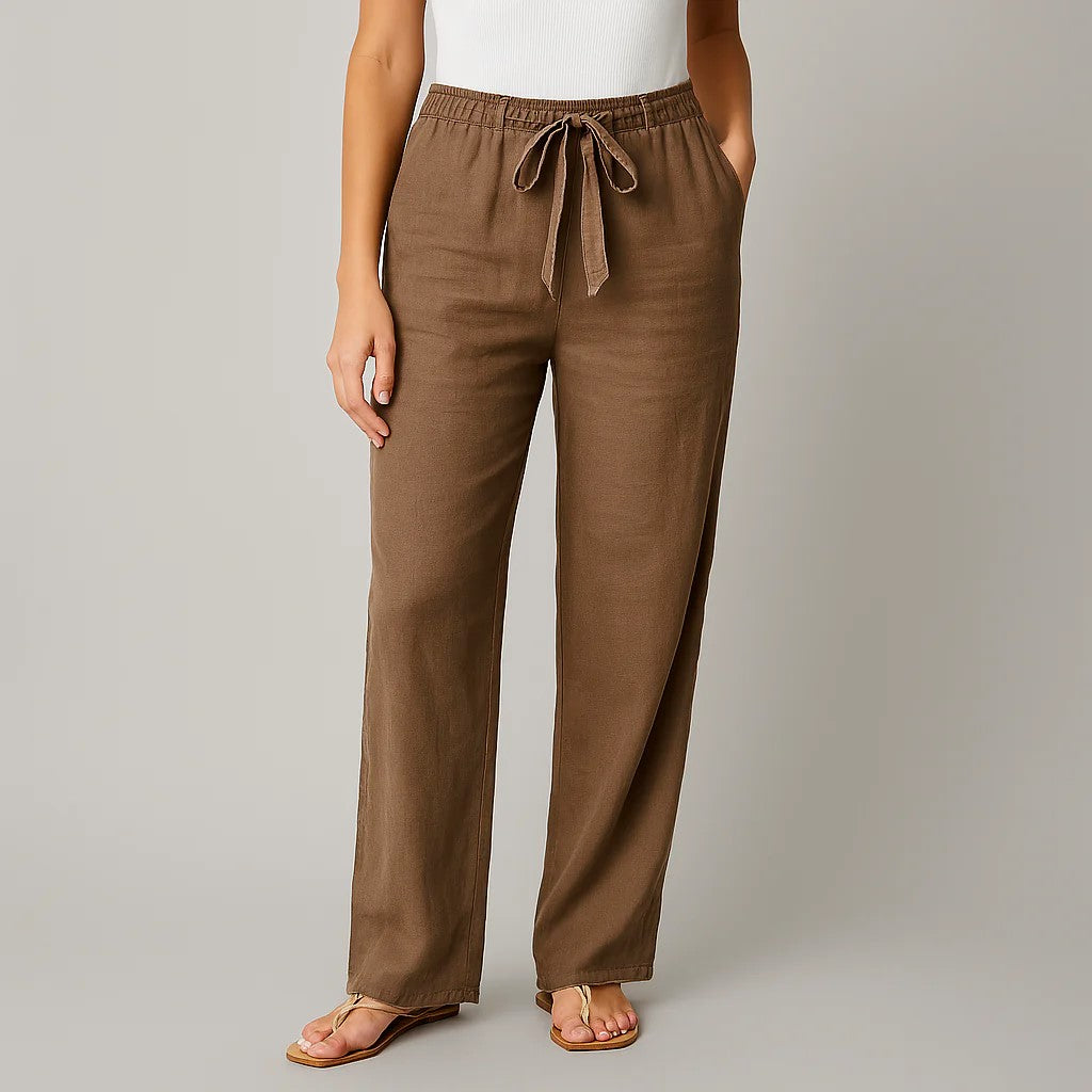Samantha - Women's Wide Leg Pants with Drawstring