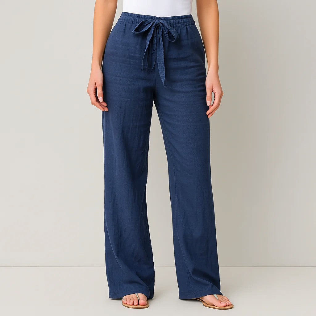 Samantha - Women's Wide Leg Pants with Drawstring