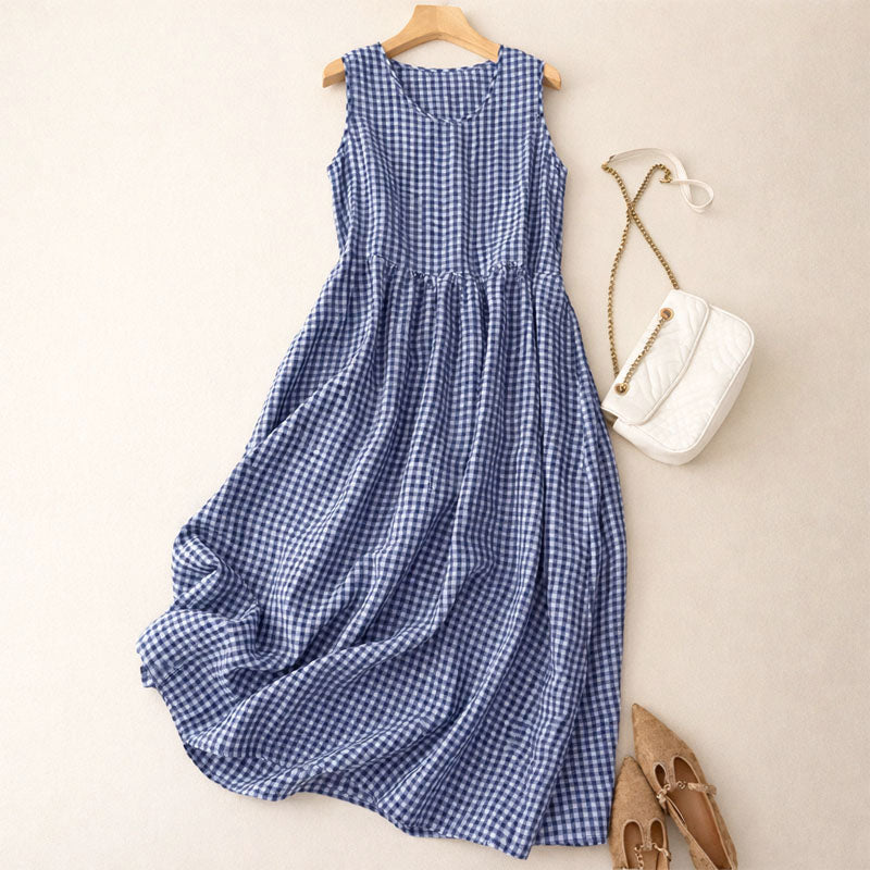 Savannah - Women's Checkered A-Line Summer Dress