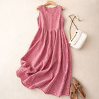 Savannah - Women's Checkered A-Line Summer Dress