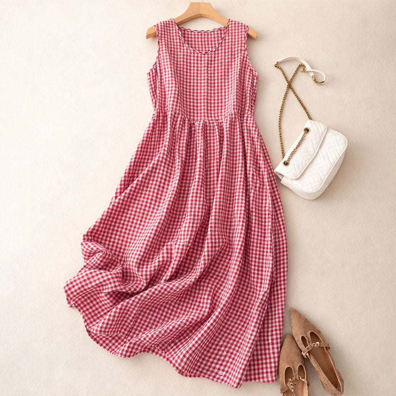 Savannah - Women's Checkered A-Line Summer Dress