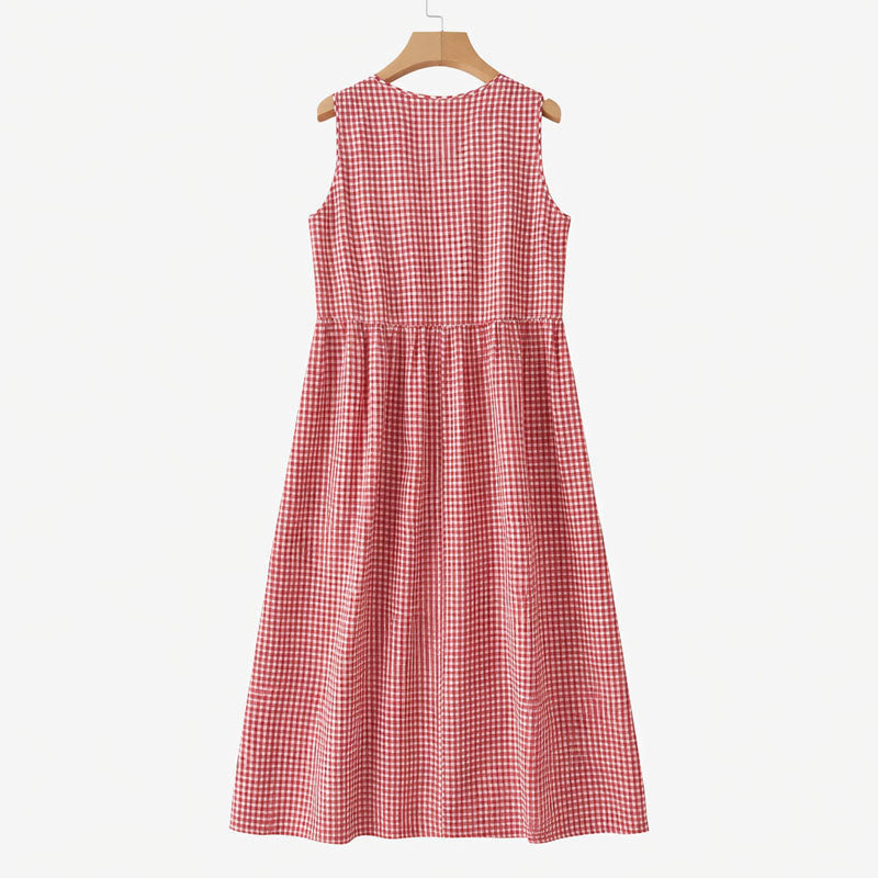 Savannah - Women's Checkered A-Line Summer Dress