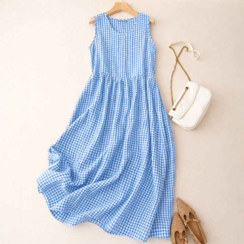 Savannah - Women's Checkered A-Line Summer Dress