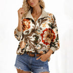Sharon - Women's Floral Print Pullover Blouse