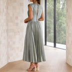 Sienna - Women’s Event Pleated Midi Dress with V-Neck