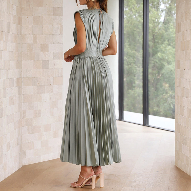 Sienna - Women’s Event Pleated Midi Dress with V-Neck