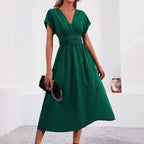 Sofia - Women's Gathered Waist Elegant Midi Dress