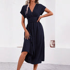 Sofia - Women's Gathered Waist Elegant Midi Dress