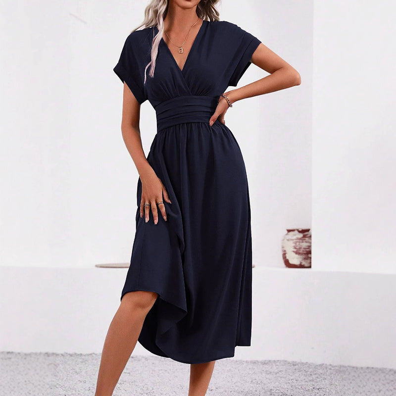 Sofia - Women's Gathered Waist Elegant Midi Dress