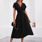 Sofia - Women's Gathered Waist Elegant Midi Dress