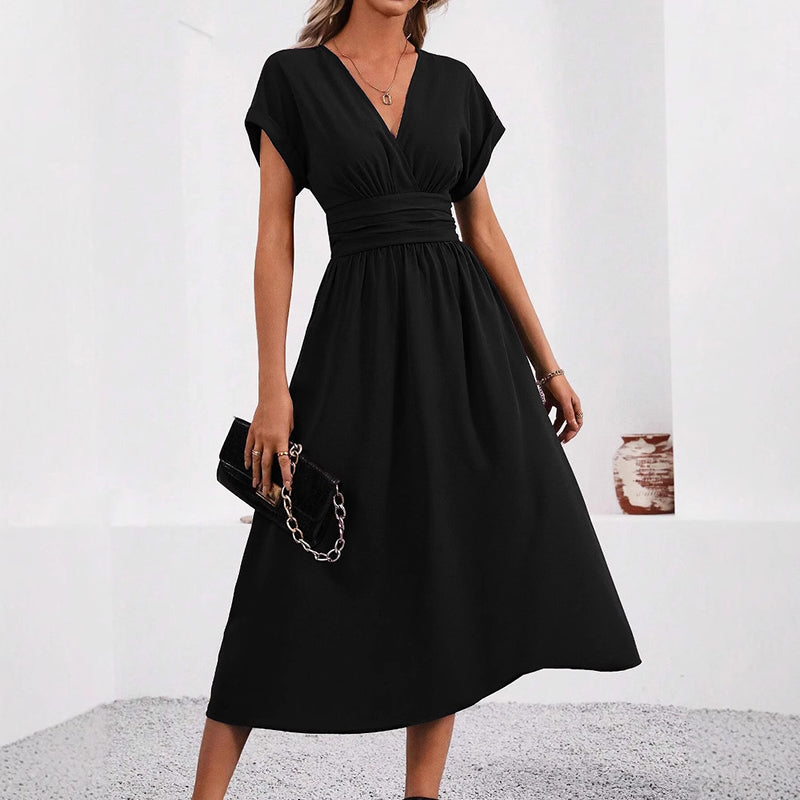 Sofia - Women's Gathered Waist Elegant Midi Dress