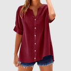 Sophie - Women's Short Sleeve Button Down Blouse