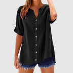 Sophie - Women's Short Sleeve Button Down Blouse
