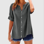 Sophie - Women's Short Sleeve Button Down Blouse