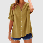 Sophie - Women's Short Sleeve Button Down Blouse