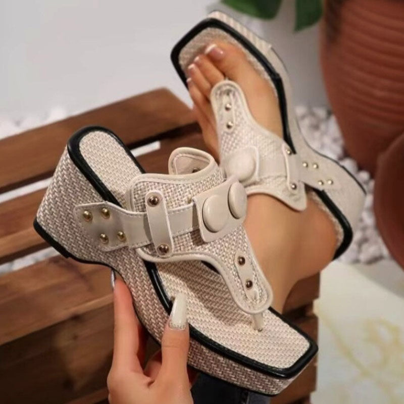 Stella - Women's Casual Platform Sandals with Studs