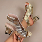 Stephanie - Women's Woven Block Heel Sandals